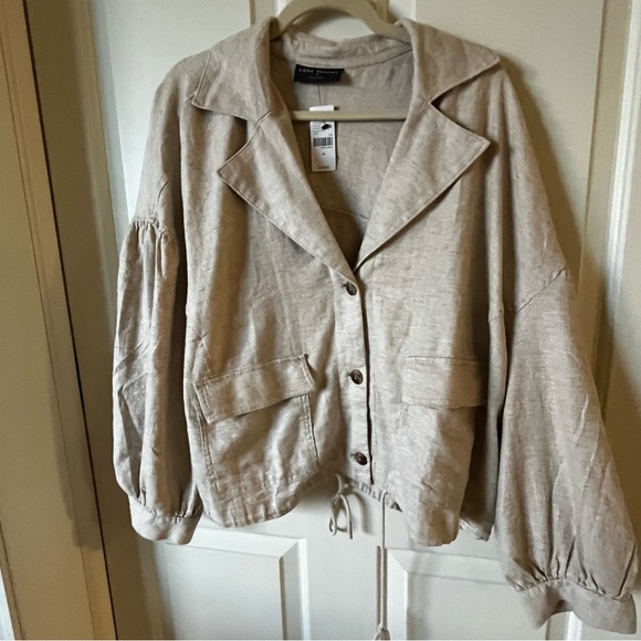 Lane Bryant size 24 Linen Women's Oatmeal Jacket by Free People. New with tags - Picture 8 of 8